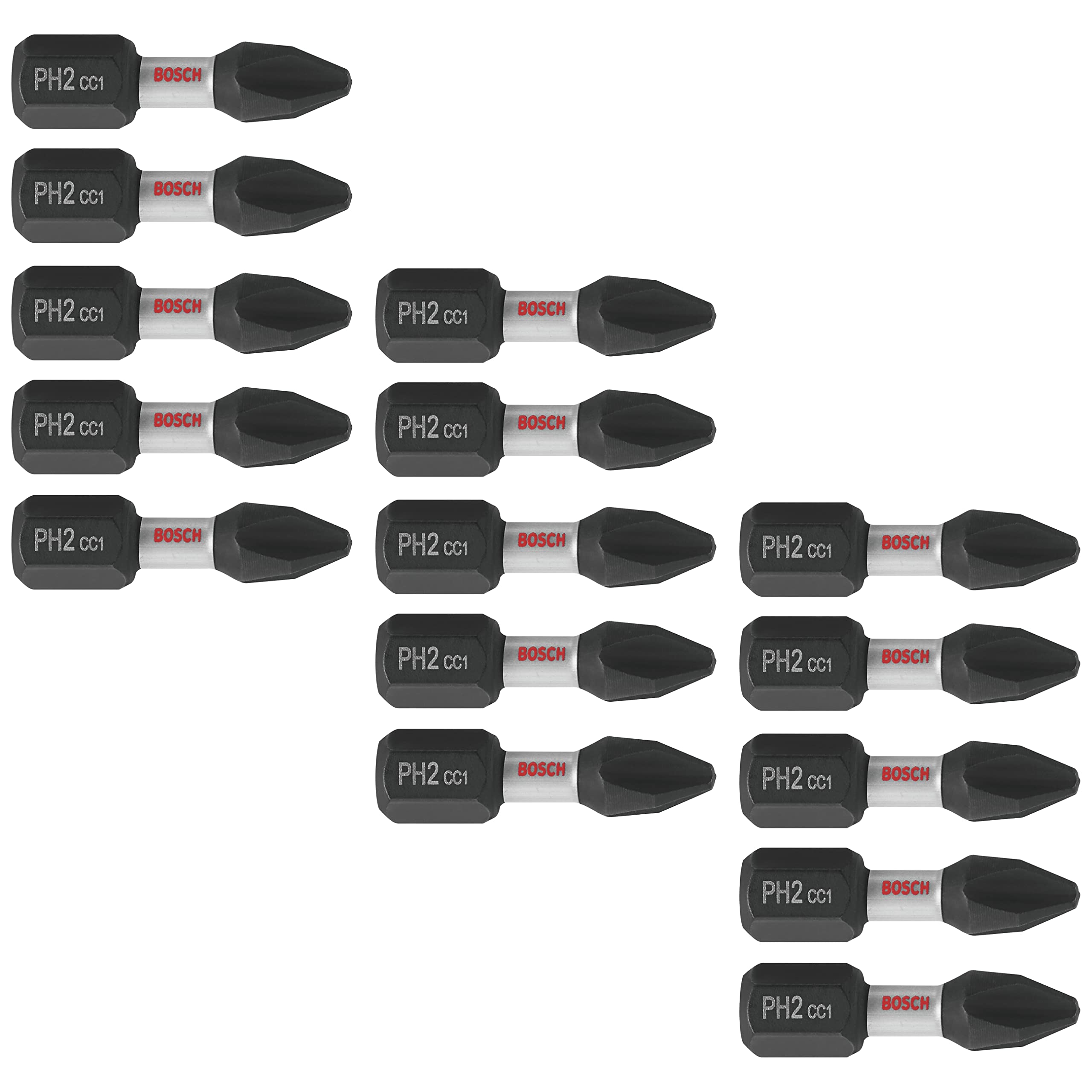 BOSCH ITDPH2115 15-Pack 1 In. Driven Phillips #2 Impact Tough Screwdriving Insert Bits