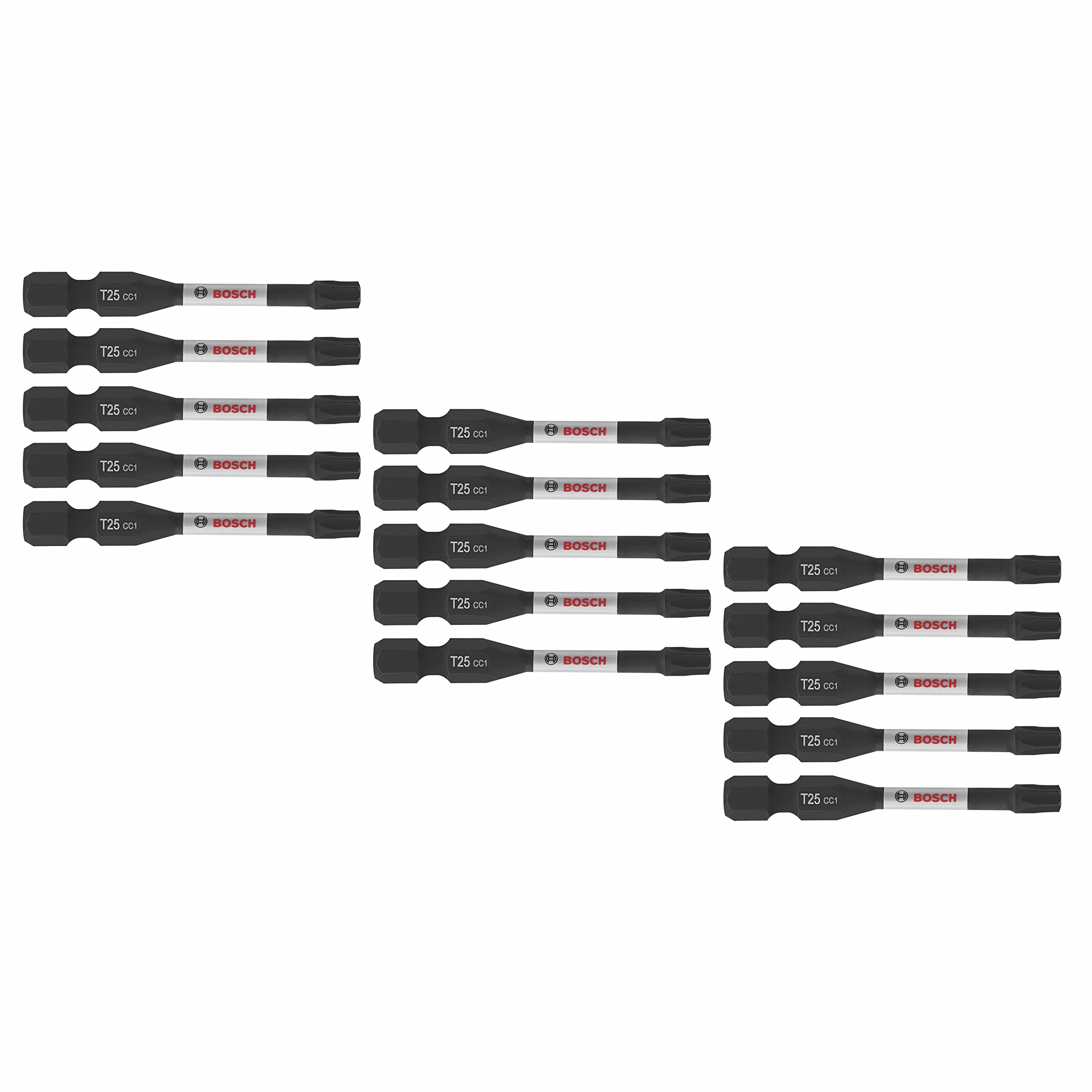 BOSCH ITDT25215 15-Pack 2 In. Driven Torx #25 Impact Tough Screwdriving Power Bits