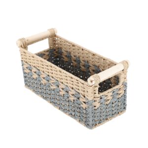 jjsq storage baskets for organizing with handles paper rope woven wicker storage basket for shelves decorative storage bins for toilet tank small boho home decor