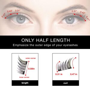 Dual Magnetic Eyelashes, Half Lash, Accent Lashes, Light Weight & Reusable, Updated 3D False Eyelashes with Applicator(8pcs)