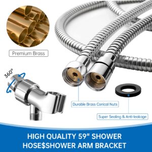 Hydro Jet High Pressure Shower Head Handheld Filtered Shower Head with Filter Beads Turbocharged Shower Head Kit with Replacement Hose/Bracket/Bead Filters and Bath Loofah-Blue