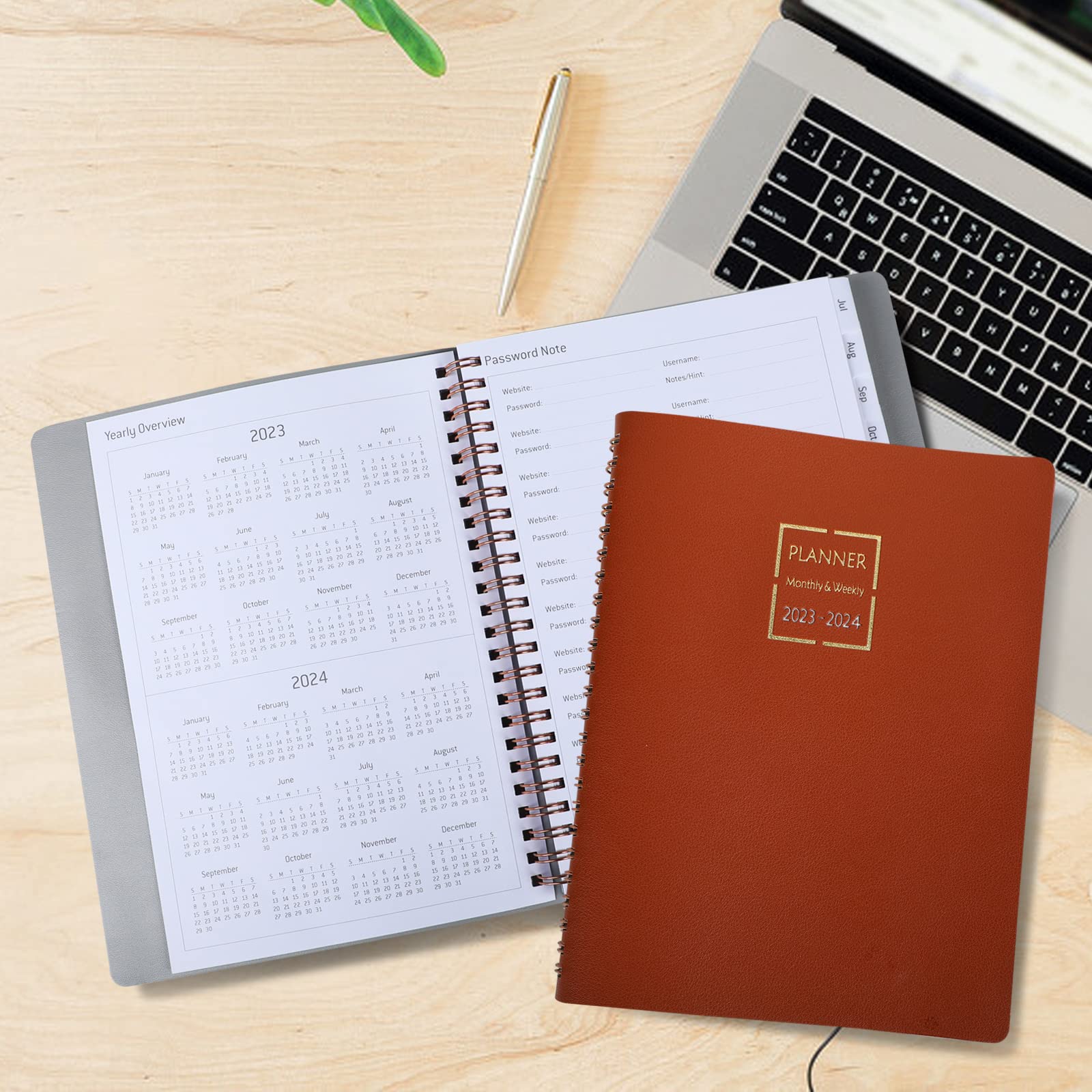 Q.Z.Art Monthly and Weekly Planner, July 2023 - June 2024 Calendar Notebook - Soft Leather Cover Daily Planner Monthly Planner Academic Planner with Schedule Book