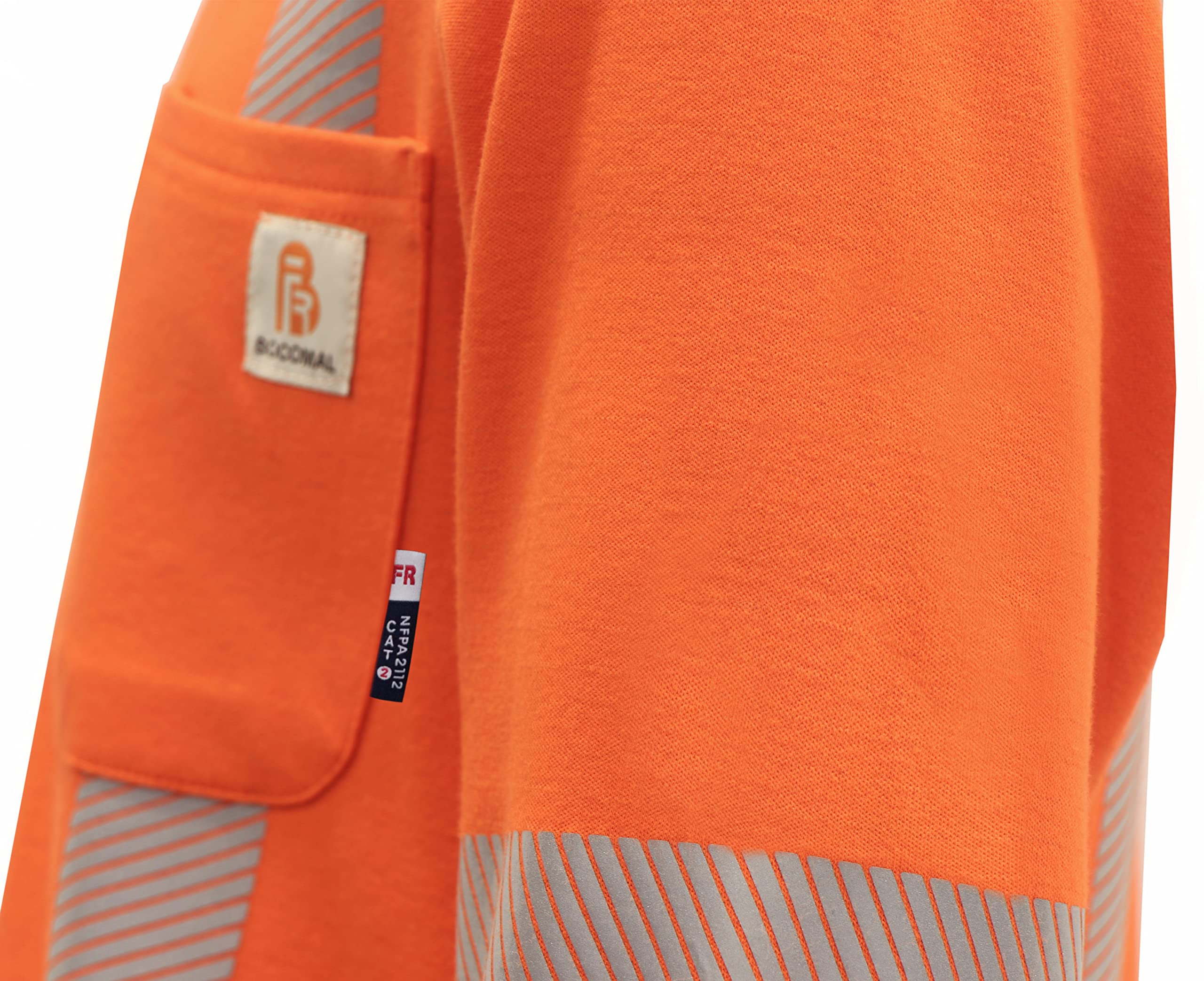 BOCOMAL FR Tee Shirts High Visibility/Hi Vis Flame Resistant/Fire Retardant Shirt 7oz Orange Men's Safety Shirts