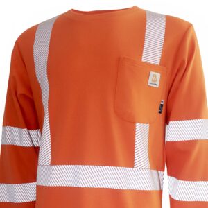 BOCOMAL FR Tee Shirts High Visibility/Hi Vis Flame Resistant/Fire Retardant Shirt 7oz Orange Men's Safety Shirts