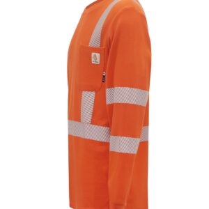 BOCOMAL FR Tee Shirts High Visibility/Hi Vis Flame Resistant/Fire Retardant Shirt 7oz Orange Men's Safety Shirts