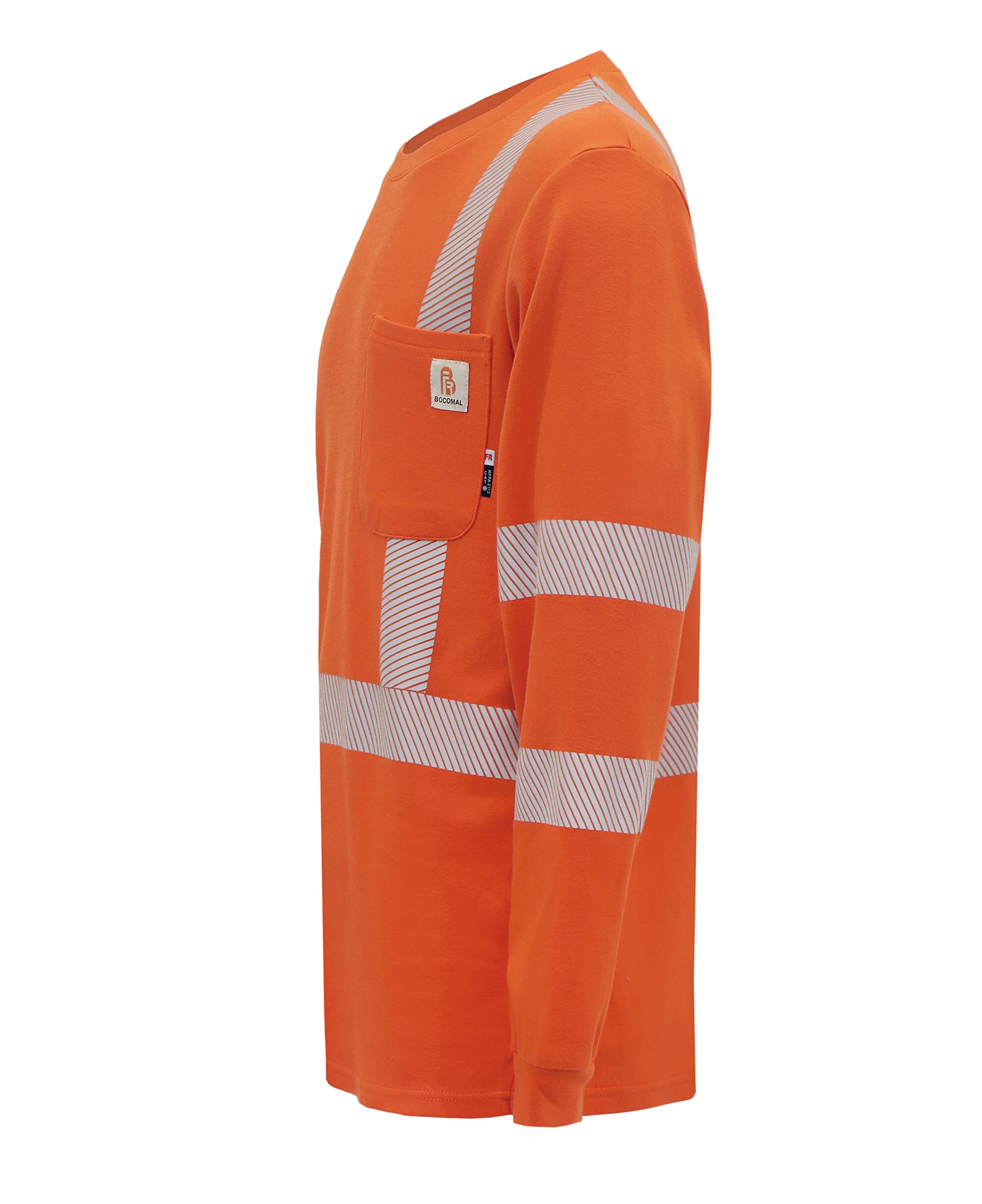 BOCOMAL FR Tee Shirts High Visibility/Hi Vis Flame Resistant/Fire Retardant Shirt 7oz Orange Men's Safety Shirts