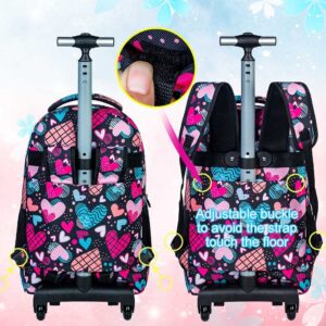 gxtvo 3pcs Rolling Backpack for Women, Adult Roller Bookbag Set with Wheels, Wheeled Shcool Bag for Girls