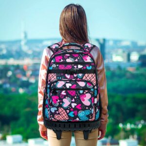 gxtvo 3pcs Rolling Backpack for Women, Adult Roller Bookbag Set with Wheels, Wheeled Shcool Bag for Girls