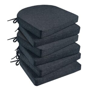 basic beyond memory foam dining chair cushions, 6 pack - navy, 16 x 16 inches, slip resistant with ties, indoor use, modern style, resilient