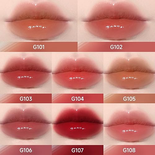 CARSLAN Hydrating Lip Gloss Serum, Moisturizing, Plunping, Shiny Lip Glow, Tinted Lip Care with Vitamin E, Crithmum Maritimum Essential oil, G103