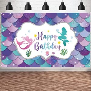 6x3.6ft mermaid backdrop for girls birthday mermaid birthday banner mermaid birthday party decorations photography background