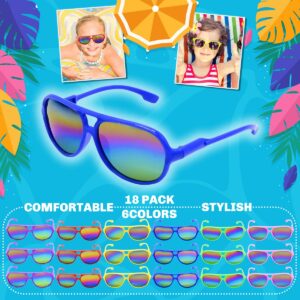 18 Pack Kids Sunglasses Bulk, 6 Colors Plastic Sun Glasses, Neon Sunglasses with UV Protection for Party Favors Summer Beach Pool Birthday Party Toy Goody Bag Favors Fun Gifts for Boys and Girls