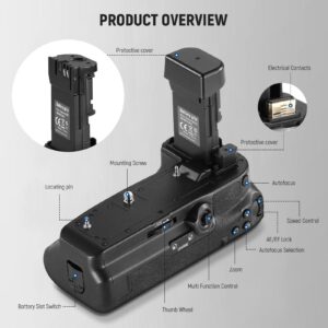 NEEWER Vertical Battery Grip Replacement for BG-R10 with 2 Pack 2250mAh LP-E6/LP-E6N/LP-E6NH Batteries and Dual Slot USB Battery Charger, Compatible with Canon EOS R5 R5C R6 R6 Mark II