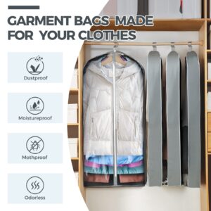 2 pack 40" Clear Garment Bags for Hanging Clothes, Suit Bags for Closet Storage, Clothing Storage, Garment Bags for Travel Covers with 4" Gussets for Coats, Jackets, Shirts, Dresses & Sweater