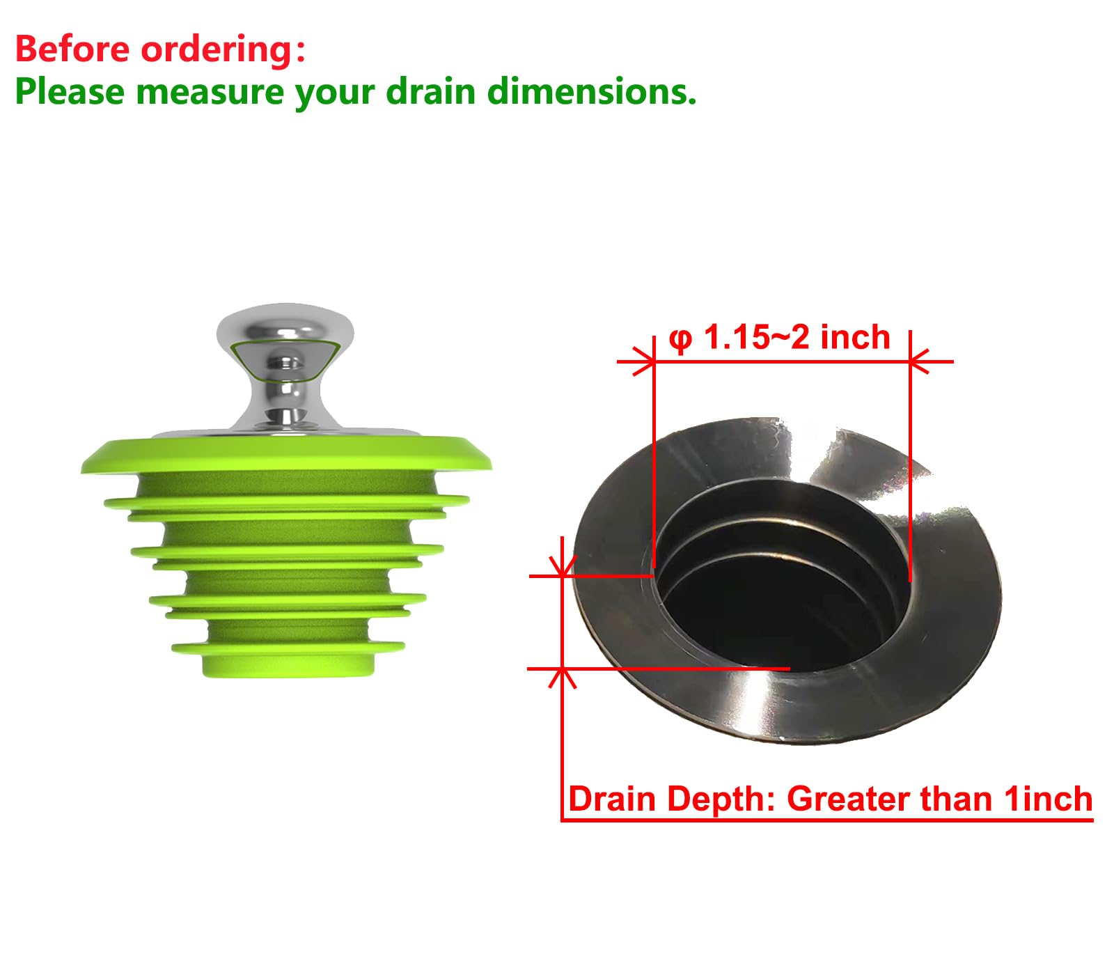 XAJOON Tub Stopper,Drain Stopper,Bathtub Plug,Bathroom Sink Stopper, Silicone Bathtub Stopper，Green Stopper (Patented Product)