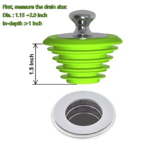 XAJOON Tub Stopper,Drain Stopper,Bathtub Plug,Bathroom Sink Stopper, Silicone Bathtub Stopper，Green Stopper (Patented Product)