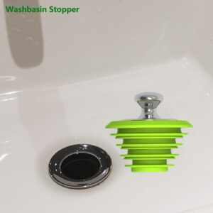 XAJOON Tub Stopper,Drain Stopper,Bathtub Plug,Bathroom Sink Stopper, Silicone Bathtub Stopper，Green Stopper (Patented Product)