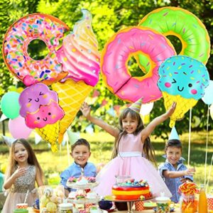 Ice Cream Balloons, 12 PCS Huge 30 Inch Candy Balloons, Ice Cream Party Decorations, Mylar Donut Balloons for Ice Cream Decorations, Donut Balloon for Donut Party Themed Party Supplies