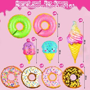 Ice Cream Balloons, 12 PCS Huge 30 Inch Candy Balloons, Ice Cream Party Decorations, Mylar Donut Balloons for Ice Cream Decorations, Donut Balloon for Donut Party Themed Party Supplies