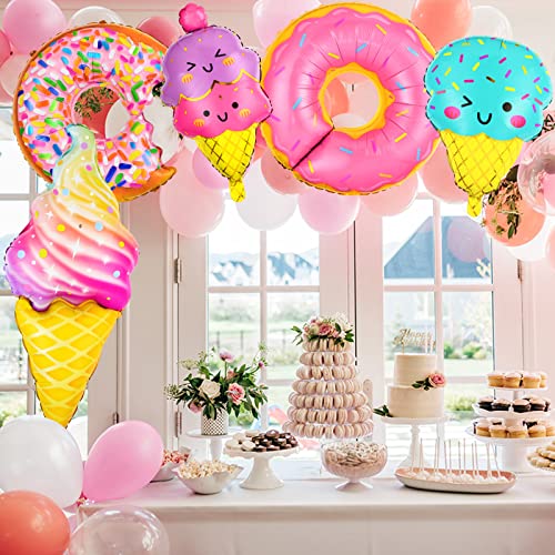 Ice Cream Balloons, 12 PCS Huge 30 Inch Candy Balloons, Ice Cream Party Decorations, Mylar Donut Balloons for Ice Cream Decorations, Donut Balloon for Donut Party Themed Party Supplies