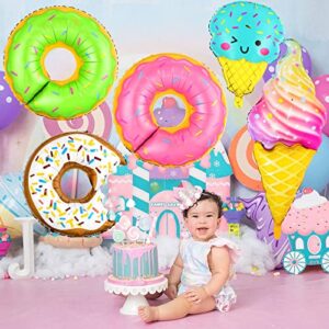 Ice Cream Balloons, 12 PCS Huge 30 Inch Candy Balloons, Ice Cream Party Decorations, Mylar Donut Balloons for Ice Cream Decorations, Donut Balloon for Donut Party Themed Party Supplies