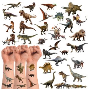 dinosaur temporary tattoos,20 sheets 160 pieces dino themed tattoos stickers party decoration supplies party favors for kids adults