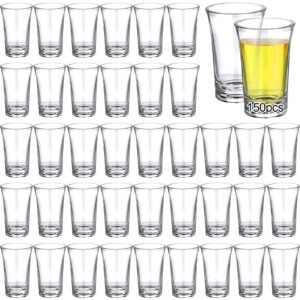 zubebe 150 pcs 1.2oz shot glass bulk set with thickened base acrylic clear shot glasses plastic round small shot glasses bulk for party