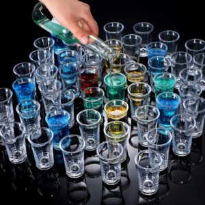 Zubebe 150 Pcs 1.2oz Shot Glass Bulk Set with Thickened Base Acrylic Clear Shot Glasses Plastic Round Small Shot Glasses Bulk for Party