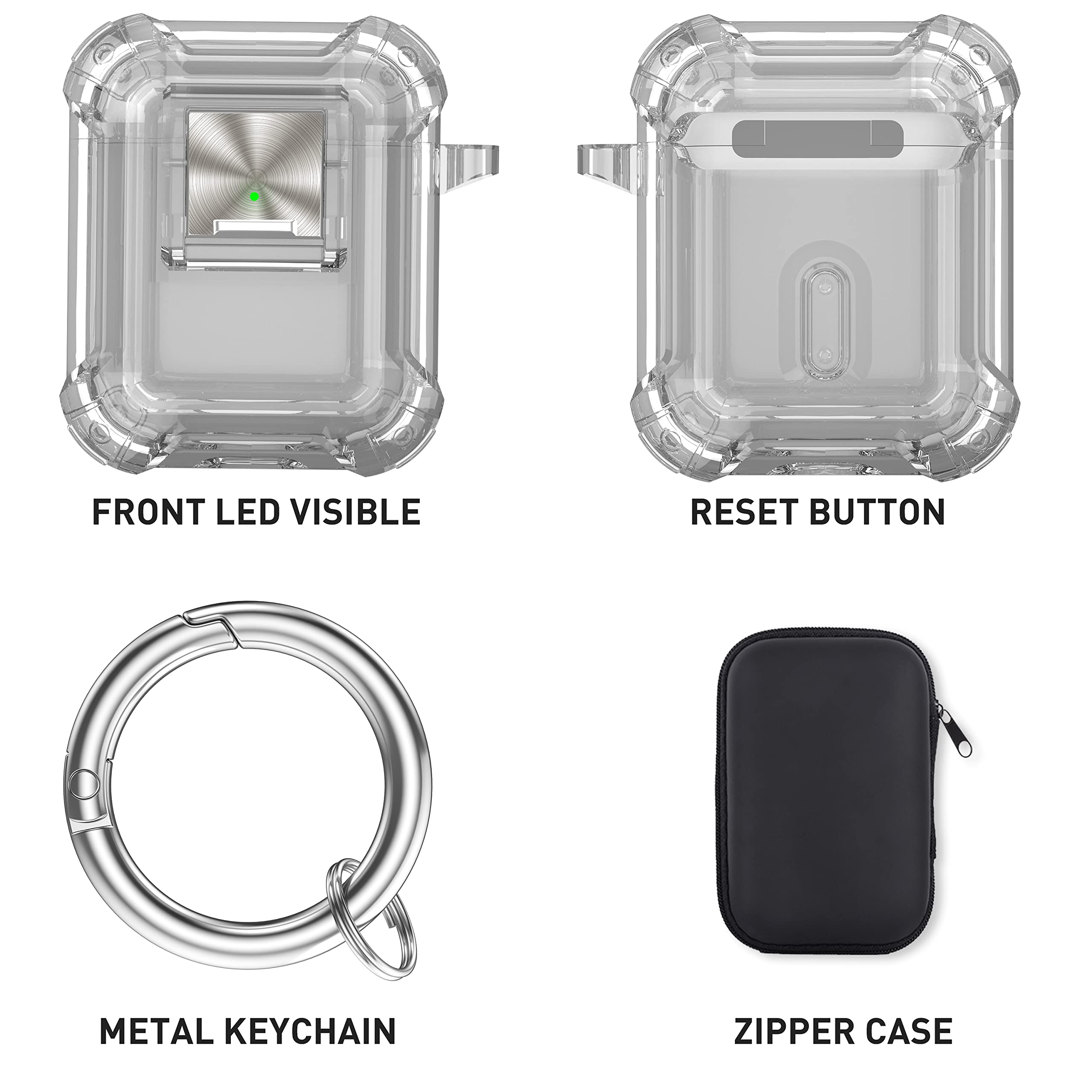 Valkit Compatible Airpods Case Clear with Lock, Soft TPU Air Pod 1/2 Generation Case Shockproof Protective Cover with Keychain iPods 2 Skin for Airpods 1st/2nd Gen Charging Case