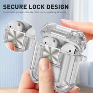Valkit Compatible Airpods Case Clear with Lock, Soft TPU Air Pod 1/2 Generation Case Shockproof Protective Cover with Keychain iPods 2 Skin for Airpods 1st/2nd Gen Charging Case