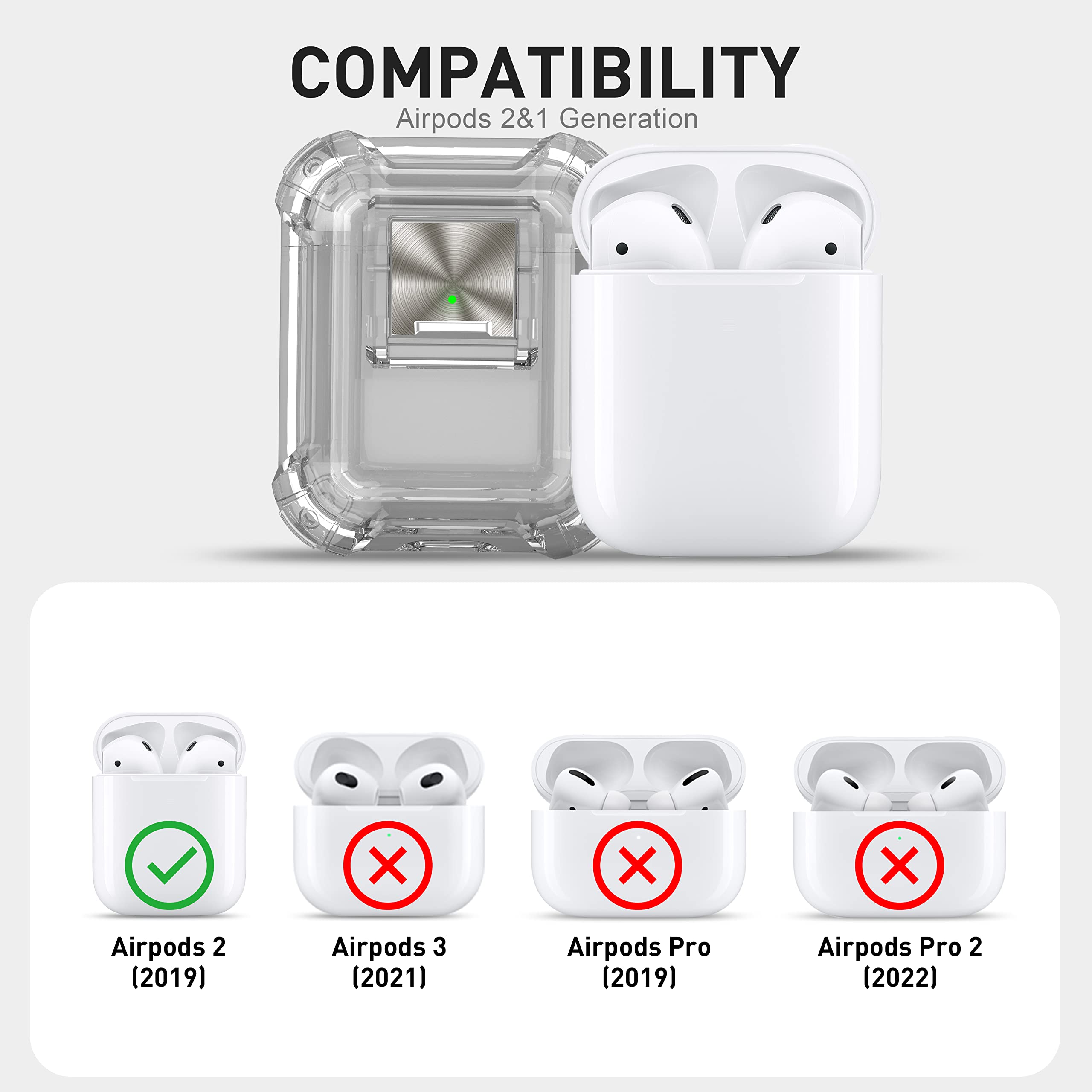 Valkit Compatible Airpods Case Clear with Lock, Soft TPU Air Pod 1/2 Generation Case Shockproof Protective Cover with Keychain iPods 2 Skin for Airpods 1st/2nd Gen Charging Case