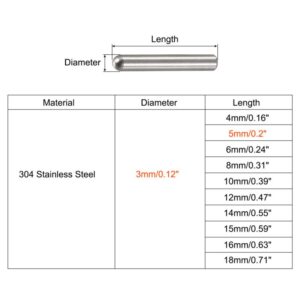 Tool parts 3x5mm Dowel Pins - 50pcs Round Head Flat Chamfered End Dowel Pin