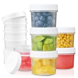 tuzazo 5 oz food storage jars with screw lids (12-count) bpa free small plastic freezer containers for sauce, jam and puree, reusable plastic ice cream containers