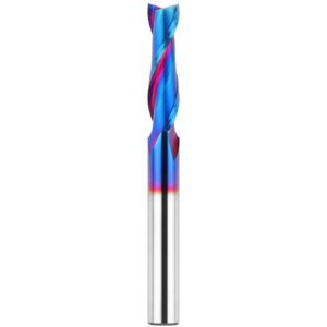 eanosic upcut spiral router bits 1/4 inch shank, 1/4 inch cutting diameter solid carbide with nano blue coating cnc router bits end mill for wood cut, carving, edge trimming