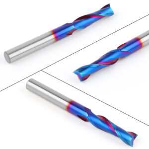 EANOSIC Upcut Spiral Router Bits 1/4 inch Shank, 1/4 inch Cutting Diameter Solid Carbide with Nano Blue Coating CNC Router Bits End Mill for Wood Cut, Carving, Edge Trimming