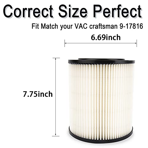 17816 Filter for Shop Vac Craftsman 9-17816 Filter Craftsman Wet/dry Vacuum Filter Fits 5/6/8/12/16/32 Gallon Larger Vacuum Cleaner Accessories