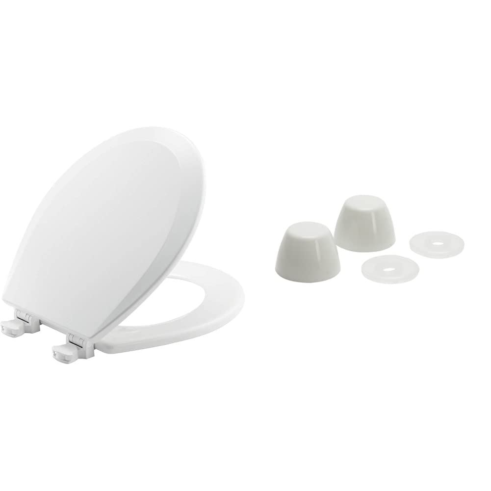 BEMIS 500EC 390 Toilet Seat with Fluidmaster 7115 Replacement Toilet Bolt Caps