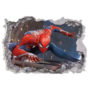 spiderman wall decal pvc material 3d cartoon sticker for kids room bedroom wall decoration, spiderman room decoration for boys