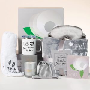 get well soon gifts for women, care package self care gifts basket for sick friends, sending hugs gifts for after surgery, thinking of you gifts with sympathy blanket, candle, coffee mug
