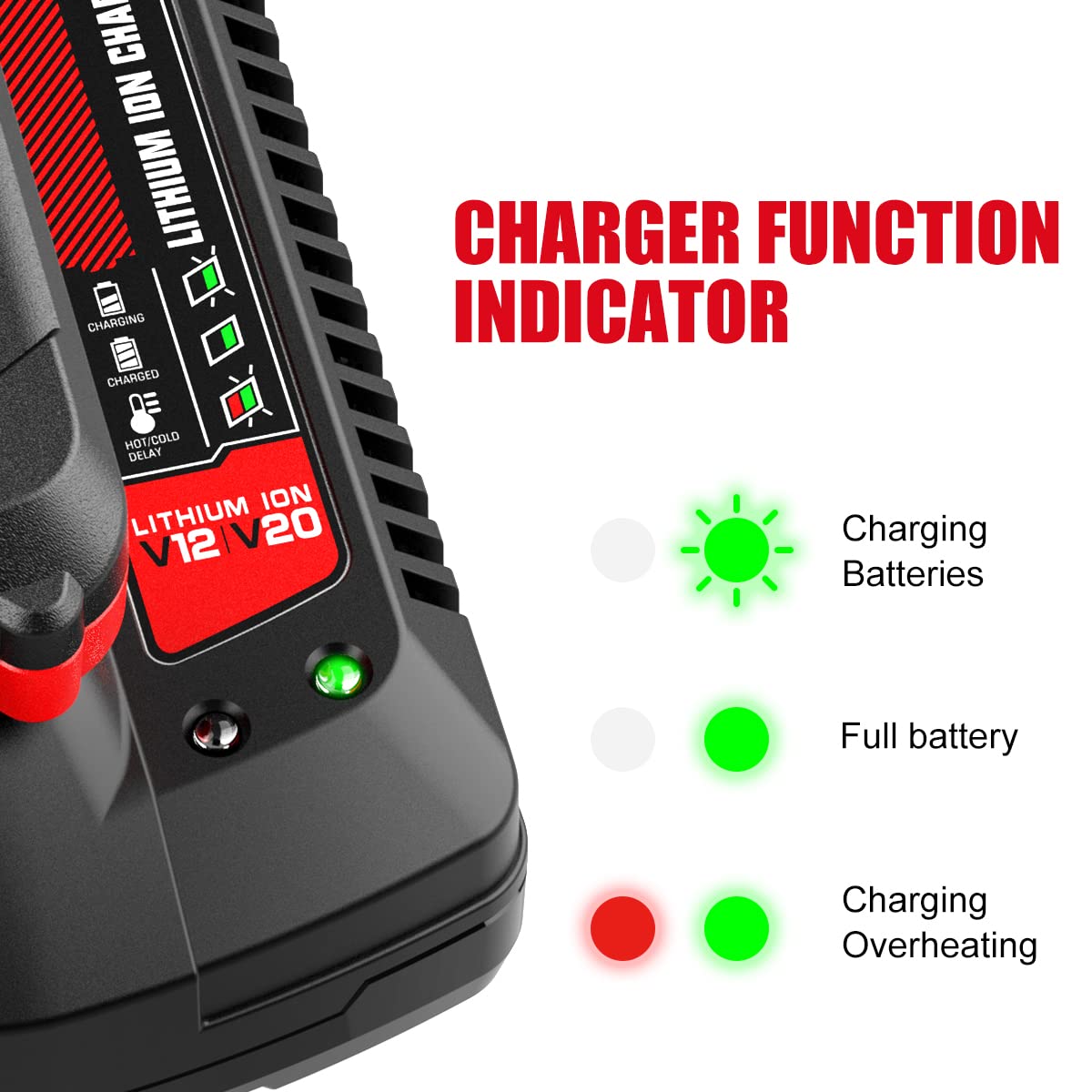 2Pack 20V 3.5Ah Replacement Craftsman V20 Craftsman 20V Lithium Battery and Charger Kit for CMCB202 CMCB204 CMCB206 CMCB201 CMCB100 CMCB124 with CMCB104 Craftsman 20V Battery Charger