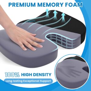 TushGuard Seat Cushion, Office Chair Cushions, Car Seat Cushion, Non-Slip Sciatica & Back Coccyx Tailbone Pain Relief Chair Pad, Memory Foam Butt Pillow for Computer Desk, Office Chair