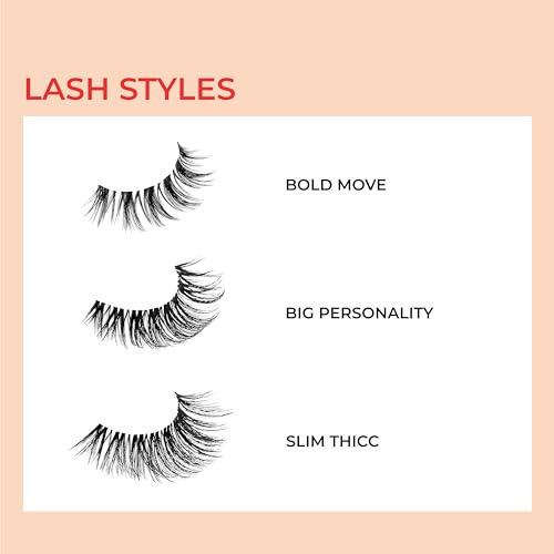 KISS My Lash But Bolder, False Eyelashes, Big Personality', 14 mm, Includes 1 Pair, Contact Lens Friendly, Easy to Apply, Reusable Strip Lashes, Glue-On