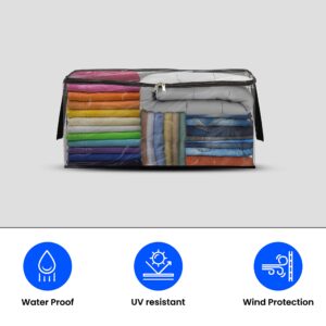 Covers & all Clear Storage Bag, 90 litres Large size, Heavy Duty 20 mil Clear PVC fabric, Multi-purpose Organizer with zipper and handles (23”L x 17"W x 14"H, Pack of 6)