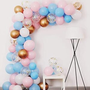 Pink and Blue Balloons, DIY Gender Reveal Party Balloons, 100PCS Pink Blue Confetti Balloons Garland Arch Kit for Boys Girls Gender Reveal Birthday Baby Shower Decorations