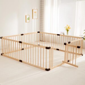 Wooden Baby Playpen,Playpen Play Pens for Babies and Toddlers,Toddler Playpen,Baby Play Fence Yards,Large Baby Playpen Wood (180×240×61 CM)