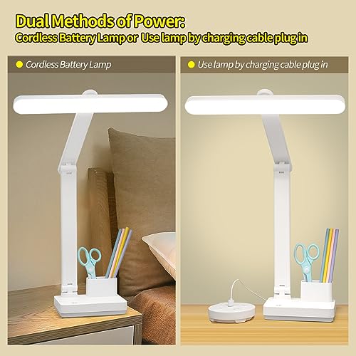 MAYTHANK Cordless Desk Table Lamp Reading Light Rechargeable Battery 4000mah, Tall & Large Light 50 LED,Touch 3 Modes,2 Ways Power,Dimmable, Wireless Bedroom Bedside Lamp,20 Inch