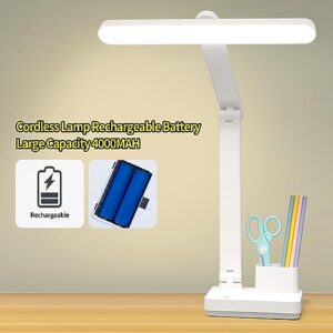 MAYTHANK Cordless Desk Table Lamp Reading Light Rechargeable Battery 4000mah, Tall & Large Light 50 LED,Touch 3 Modes,2 Ways Power,Dimmable, Wireless Bedroom Bedside Lamp,20 Inch