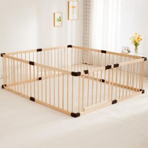 Wooden Baby Playpen,Playpen Play Pens for Babies and Toddlers,Toddler Playpen,Baby Play Fence Yards,Large Baby Playpen Wood (180×240×61 CM)