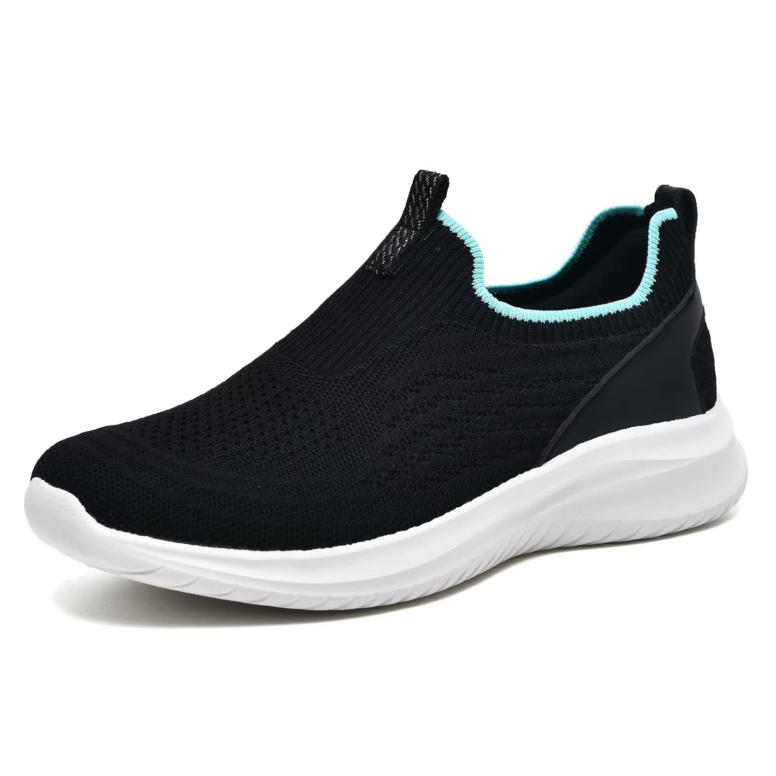 TIOSEBON Women's Walking Tennis Shoes Knit Lightweight Slip on Breathable Mesh Comfortable Sneaker 2227 Black US 10