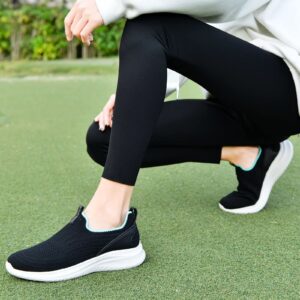 TIOSEBON Women's Walking Tennis Shoes Knit Lightweight Slip on Breathable Mesh Comfortable Sneaker 2227 Black US 10